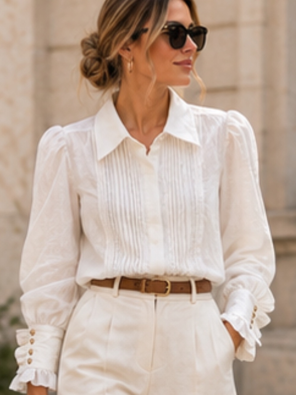 Linennaive Jo March 31 Accordion Pleated Linen Shirt NWT Size S